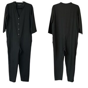 Hatch maternity black one-piece romper size 0 button up v-neck 100% cotton